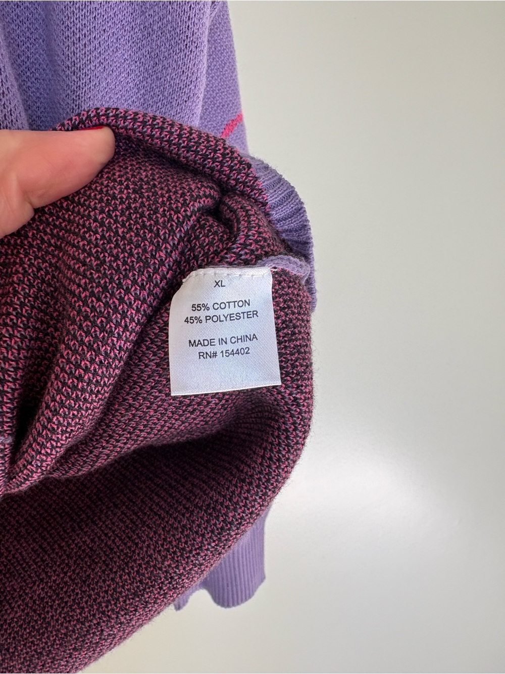 Long sleeve purple light weight sweater with smiley face - Picture 4 of 6